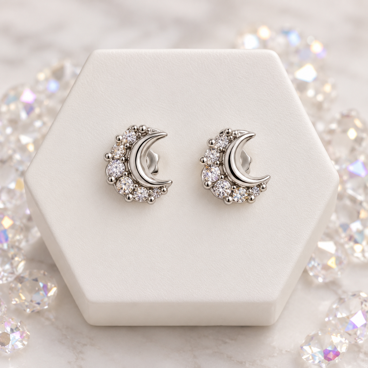 Sterling Silver Crescent Moon Earrings"