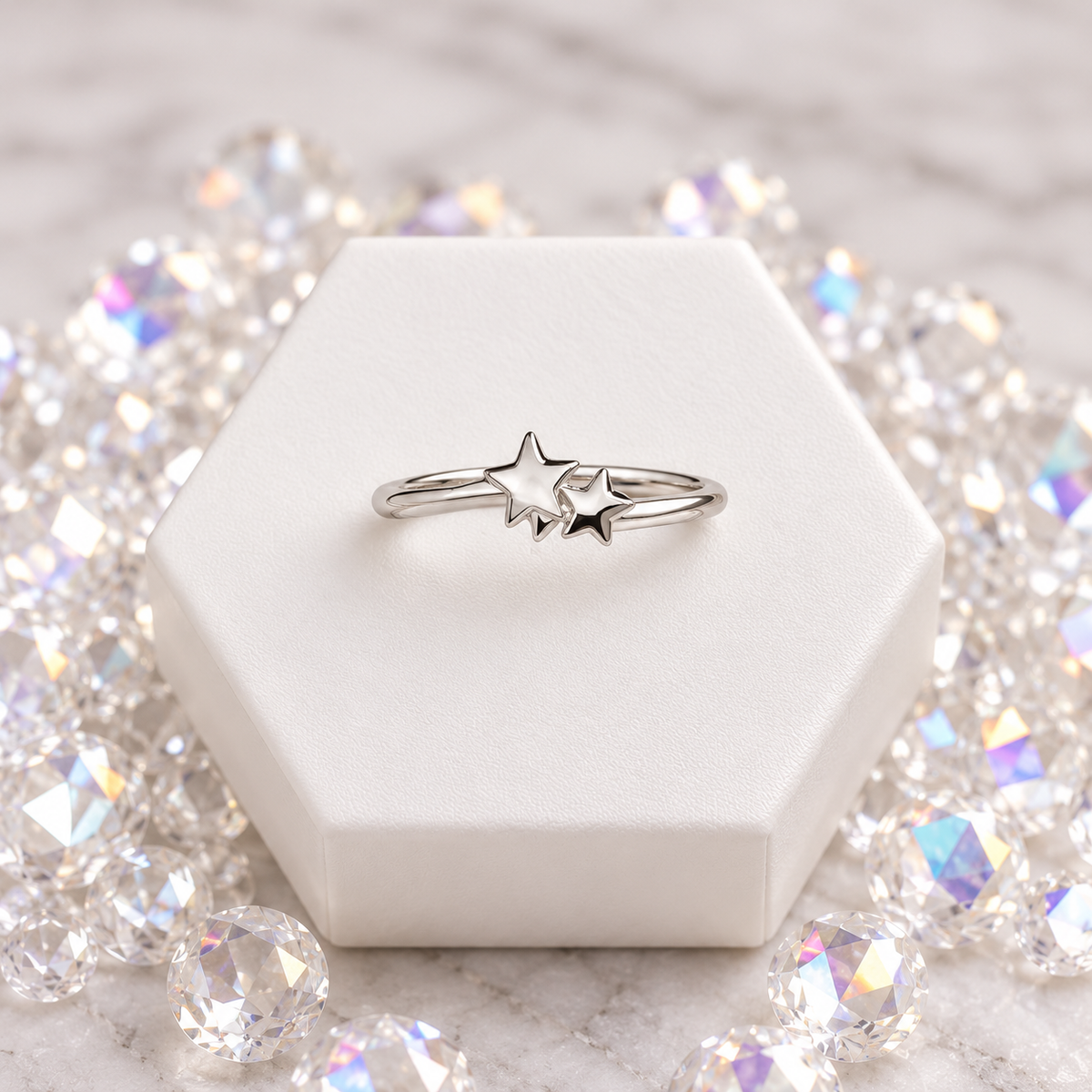 Sterling Silver Three Star Ring.