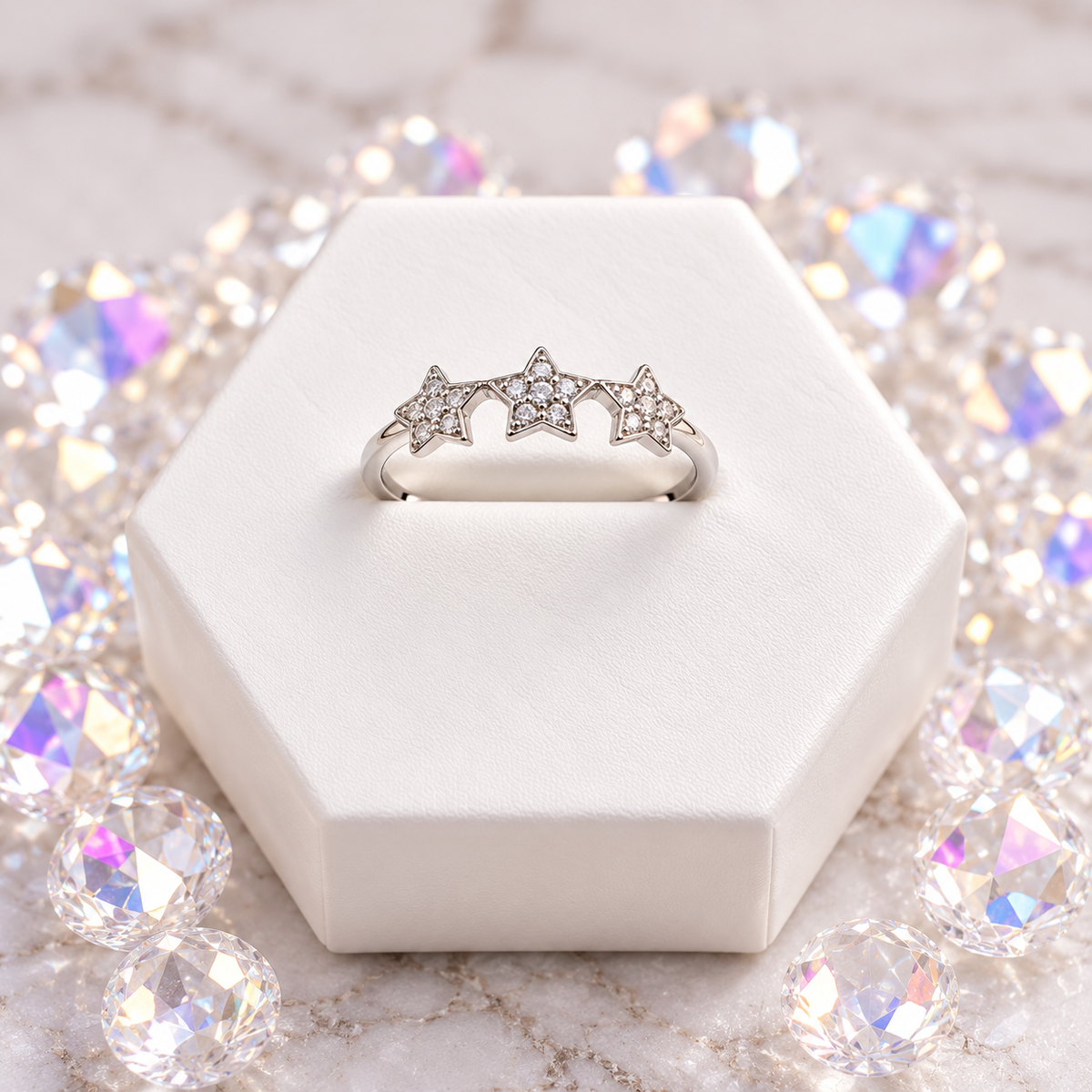Three Star Sterling Silver Ring