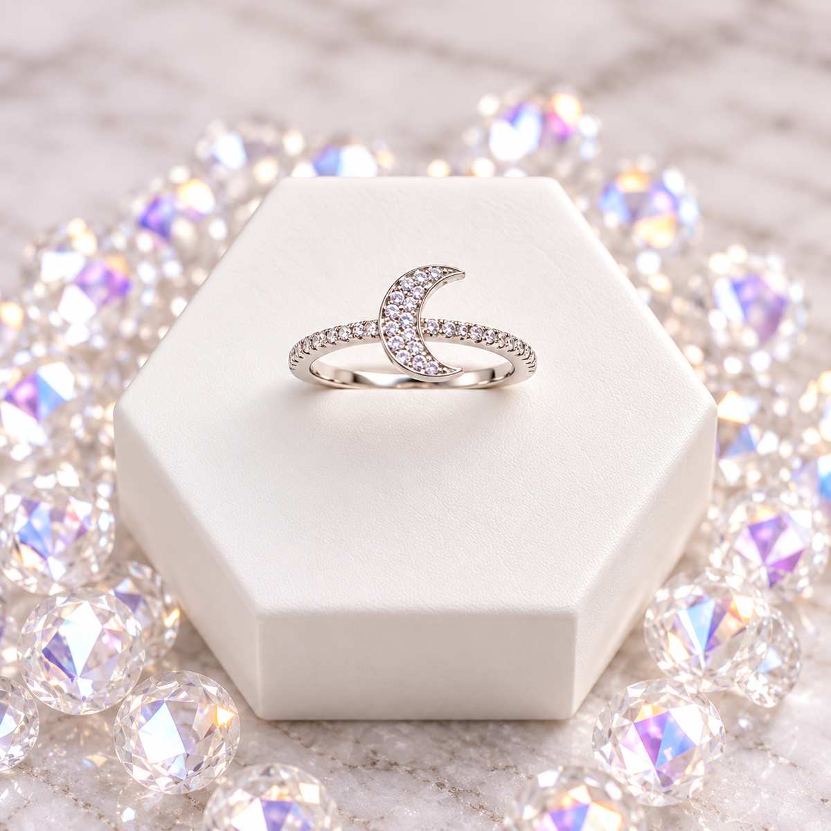Crescent Moon Sterling Silver Ring