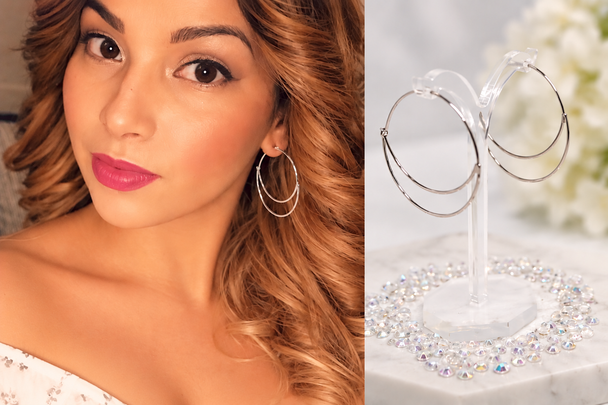 "925 Sterling Silver Crescent Moon Drop Earrings."
