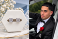 “Men’s Sterling Silver- Moissan ite Stud Earrings”.