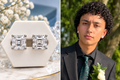 Men’s Moissanite Square Stud Earrings in 925 Sterling Silver.
