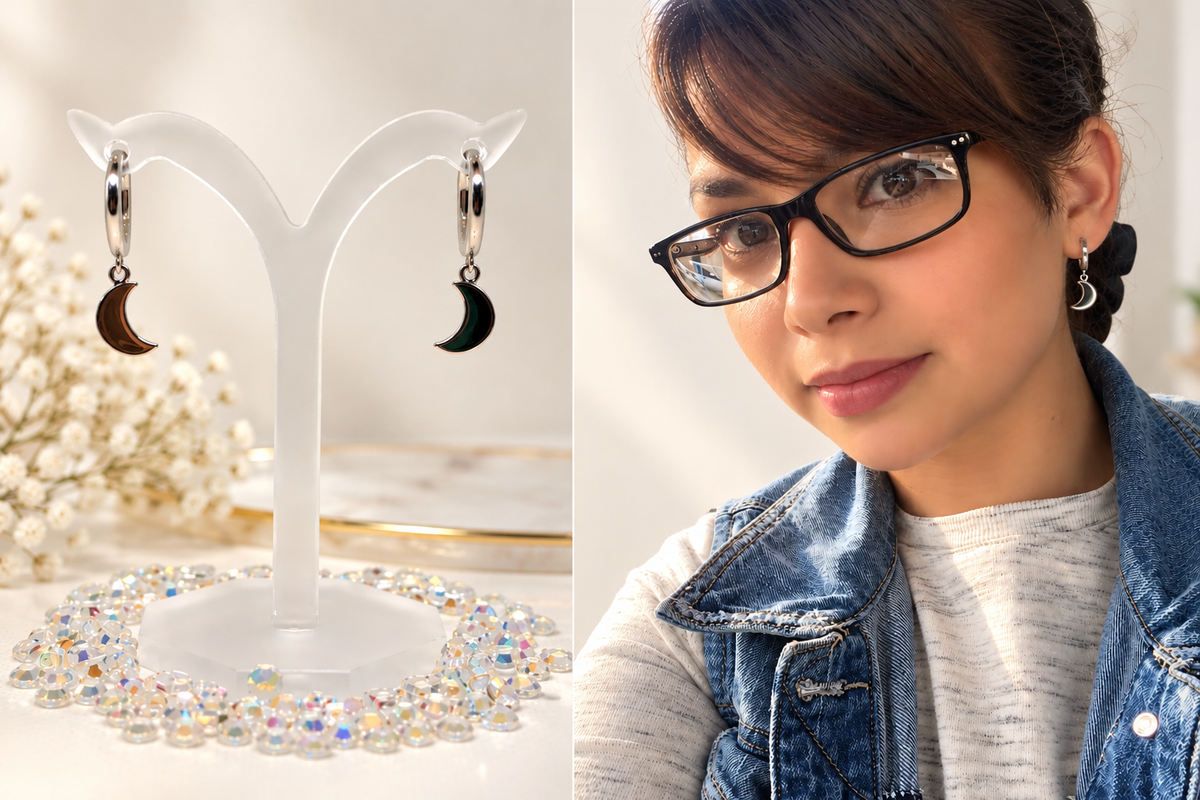 Sterling Silver Crescent Moon Hoop Earrings