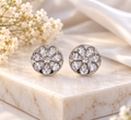 Silver Floral Halo Stud Earrings"
