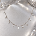 Sterling Silver 925 Moon & Star Charm Necklace