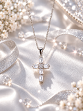 Sterling Silver Elegant Cross Pendant Necklace – 18 Inches