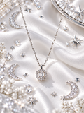 Sterling Silver 925 Round Moissanite Pendant Necklace – 18 Inches