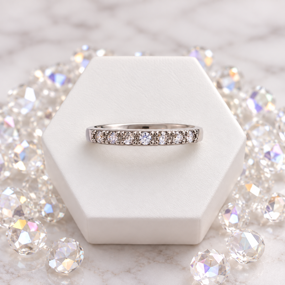Sterling Silver Sparkling Band Ring.